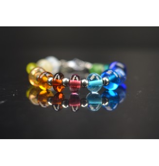 Bracelet multicolore en perles de verre filé (16 à 17 cm) – Un éclat de couleurs à votre poignet