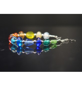 Bracelet multicolore en perles de verre filé (16 à 17 cm) – Un éclat de couleurs à votre poignet