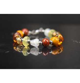 Bracelet multicolore en perles de verre filé  (poignet 17/18.5 cm) – Un éclat de couleurs à votre poignet