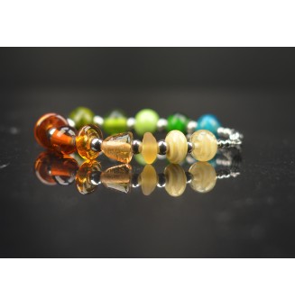 Bracelet multicolore en perles de verre filé  (poignet 16 à 17 cm) – Un éclat de couleurs à votre poignet