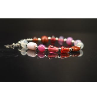 Bracelet multicolore en perles de verre filé  (poignet 18 à 19 cm) – Un éclat de couleurs à votre poignet