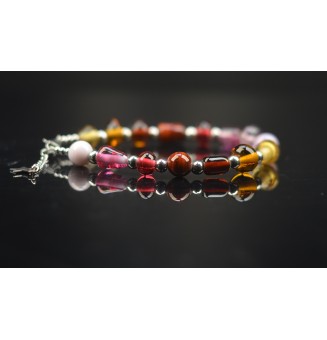 Bracelet multicolore en perles de verre filé  (poignet 20 à 21.5 cm) – Un éclat de couleurs à votre poignet