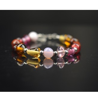 Bracelet multicolore en perles de verre filé  (poignet 20 à 21.5 cm) – Un éclat de couleurs à votre poignet