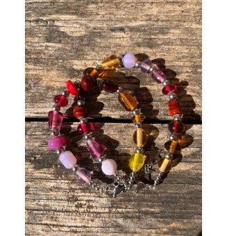 Bracelet multicolore en perles de verre filé  (poignet 20 à 21.5 cm) – Un éclat de couleurs à votre poignet