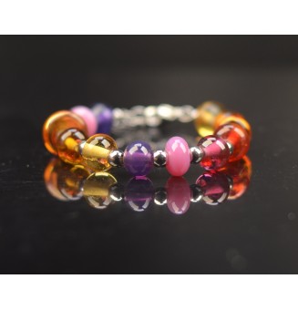 Bracelet multicolore en perles de verre filé – Un éclat de couleurs à votre poignet (15 / 16.5 cm)