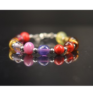 Bracelet multicolore en perles de verre filé – Un éclat de couleurs à votre poignet (16 / 17.5 cm)