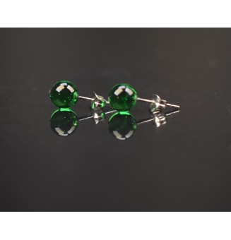 puces d'oreilles Acier Inoxydable en verre VERT Emeraude
