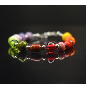 Bracelet "multicolore" en perles de verre filé – Un éclat de couleurs à votre poignet (17.5 / 19 cm)