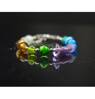Bracelet "Multicolore" en perles de verre filé – Un éclat de couleurs à votre poignet (16.5 / 17.5 cm)