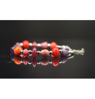 Bracelet "multicolore" en perles de verre filé – Un éclat de couleurs à votre poignet (16.5 / 18 cm)