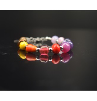 Bracelet "multicolore" en perles de verre filé – Un éclat de couleurs à votre poignet (16.5 / 17.5 cm)