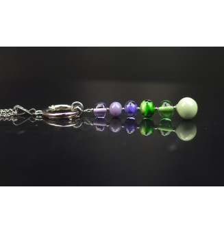 Collier "Éclat de Joie" VERT VIOLET" en perles de verre filé - acier inoxydable