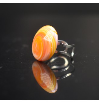 cabochon artisanal en verre "MULTICOLORE" pour bague ou collier interchangeable en verre  (sans le support )