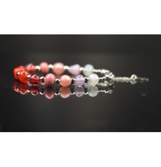 Bracelet en perles de verre ROSE ROUGE – Élégance et originalité (18 - 19 cm)