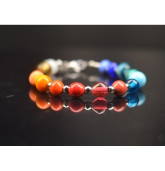 Bracelet "multicolore" en perles de verre filé – Un éclat de couleurs à votre poignet (20-21.5  cm)