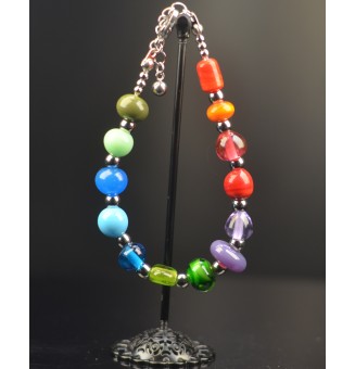 Bracelet "multicolore" en perles de verre filé – Un éclat de couleurs à votre poignet (18 à 19  cm)