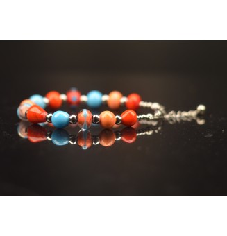 Bracelet "multicolore" en perles de verre filé – Un éclat de couleurs à votre poignet (17 à 18  cm)