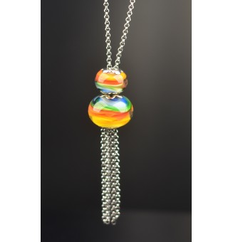 Collier Long Épuré avec Perle "multicolore" ,  en Verre Filé – Liloo Créations