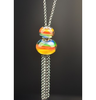 Collier Long Épuré avec Perle "multicolore" ,  en Verre Filé – Liloo Créations