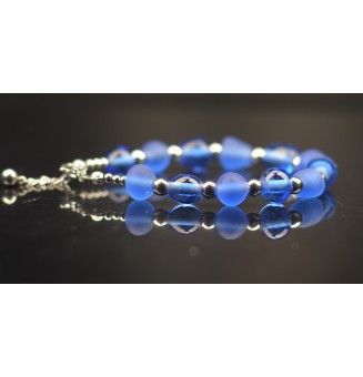 Bracelet "bleu" en perles de verre filé – Un éclat de couleurs à votre poignet (18 à 19  cm)