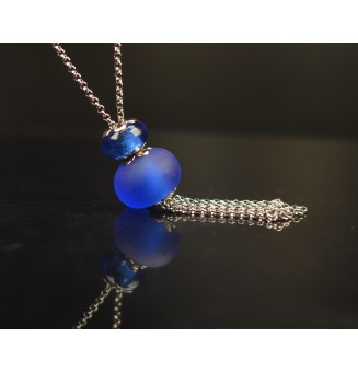 Collier Long Épuré avec Perle "bleu" ,  en Verre Filé – Liloo Créations