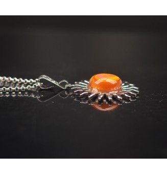 Collier Soleil Multicolore en Acier Inoxydable avec Perle de Verre Filé