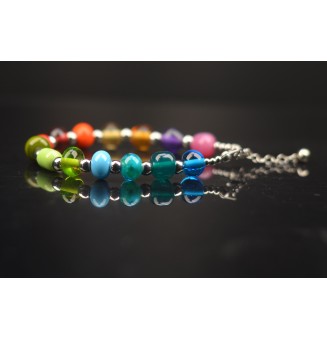 Bracelet "multicolore" en perles de verre filé – Un éclat de couleurs à votre poignet (18 à 19  cm)