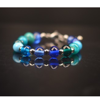 Bracelet "bleu/vert" en perles de verre filé – Un éclat de couleurs à votre poignet (17 / 18 cm)
