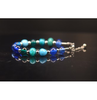 Bracelet "bleu/vert" en perles de verre filé – Un éclat de couleurs à votre poignet (17 / 18 cm)