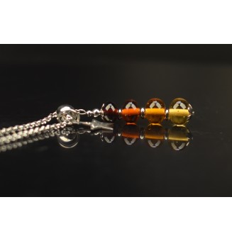 collier artisanal étoile 50 + 3 cm "ambre dégradé" perles de verre filé - acier inoxydable