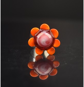 Bague Fleur en Verre rose...