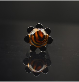 Bague Fleur en Verre noir...