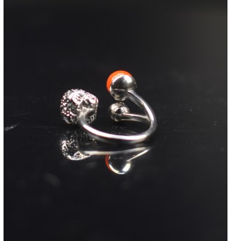 Bague réglable acier inoxydable avec perle de verre – Nouveau modèle - orange