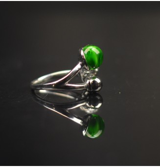 Bague réglable acier inoxydable avec perle de verre – Nouveau modèle - vert rosetta