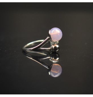 Bague réglable acier inoxydable avec perle de verre – Nouveau modèle - rose