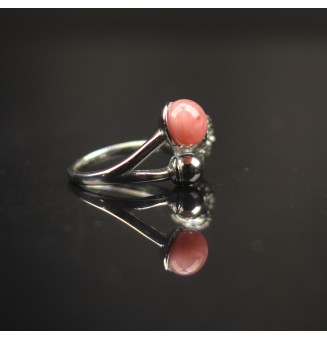 Bague réglable acier inoxydable avec perle de verre – Nouveau modèle - rose nacré