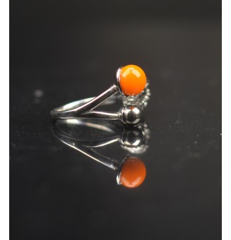 Bague réglable acier inoxydable avec perle de verre – Nouveau modèle - orange
