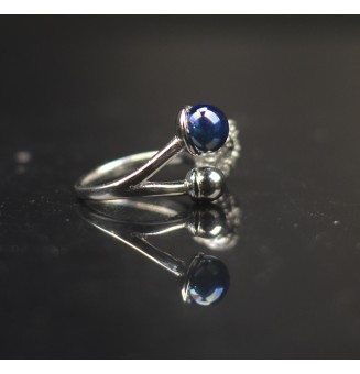 Bague réglable acier inoxydable avec perle de verre – Nouveau modèle - Bleu psyché