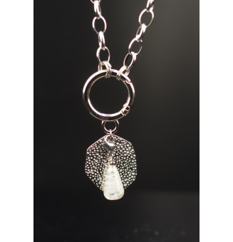 Sautoir Multifonction en Acier Inoxydable & Perle de Verre blanche