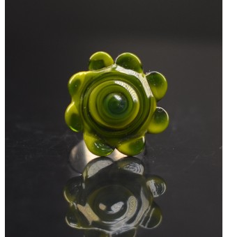 Bague Fleur en Verre vert...