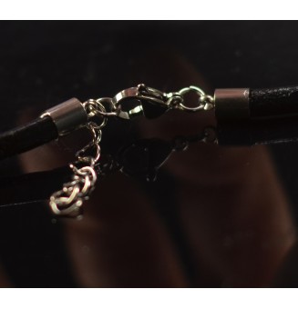 collier noir 44+3 cm avec perles de verre cuir noir