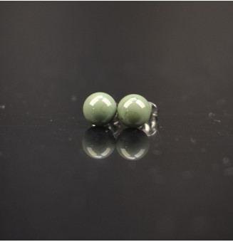 puces d'oreilles Acier Inoxydable en verre vert kaki moeyn