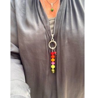 Collier "Éclat de Joie" Multicolore" en perles de verre filé - acier inoxydable
