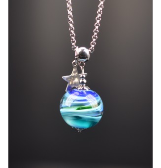 Collier "BLEU" en Perles de...