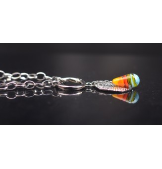 Sautoir Multifonction en Acier Inoxydable & Perle de Verre multicolore