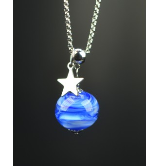Collier "BLEU" en Perles de...
