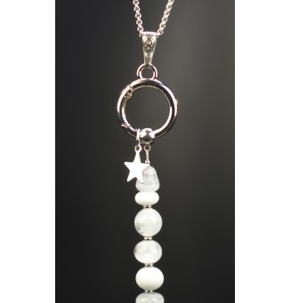 Collier "Éclat de Joie" blanc" en perles de verre filé - acier inoxydable