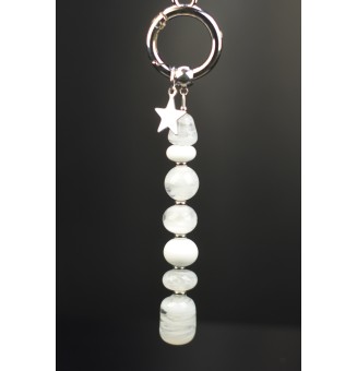 Collier "Éclat de Joie" blanc" en perles de verre filé - acier inoxydable