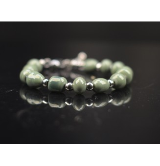 Bracelet "kaki moyen" en perles de verre filé – Un éclat de couleurs à votre poignet (17 / 18 cm)