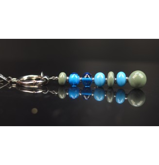 Collier "Éclat de Joie"kaki turquoise" en perles de verre filé - acier inoxydable